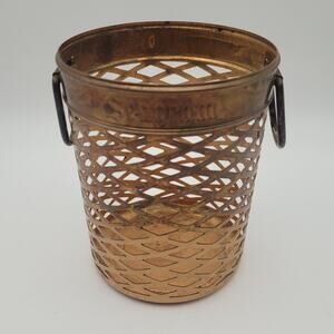 Vintage Seagram's Basket Swizzle Stick Holder Brass with Handles Scoville USA